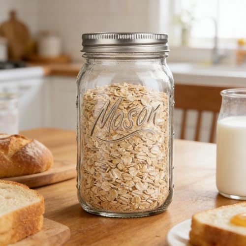 Wide Mouth Mason Jars 32 oz, 6 Pack Glass Canning Jars for Pickling, Fermenting & Food Storage, BPA Free, Airtight Seal, Microwave & Dishwasher Safe