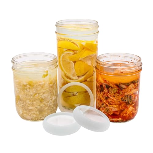 4 pack Wide Mouth Tempered Glass Fermentation Weights for Lacto Fermenting in Wide Mouth Mason, Ball, Canning Jars by Mason Jar Lifestyle (4)