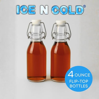 ICE N COLD Glass Swing Top Bottles | Flip Top Glass Bottles for Limoncello, Syrups, Oils, Vinegar, Extracts & Beverages | Airtight Reusable Glass Bottles (6-Pack, SMALL (110ml | 4oz)) - color: 6-Pack, size: 4 Ounces