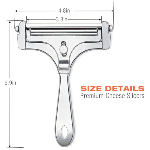 Cheese Slicer, AIDOIT Stainless Steel Wire Cheese Slicer, Adjustable Thickness Cheese Cutter with 8 Extra Wires for Soft, Semi-hard, Hard Cheeses, Silver - color: Silver-b