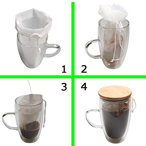 1 Pack Cold Brew Coffee Bag,120 Micro Food Grade Nylon Ultra Fine Mesh, 8.6x5 inch Reusable Cold Brew Coffee Filter with Seamless Bottom, Coffee Maker