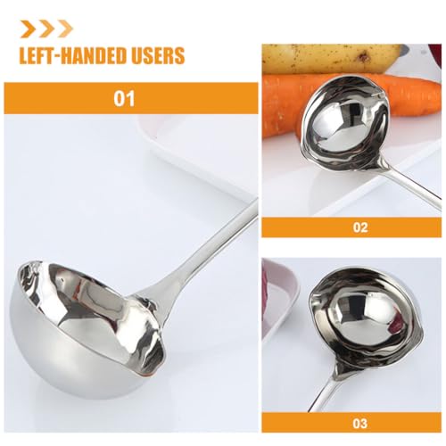 Hemoton Stainless Steel Double Spout Ladle with Long Handle for Controlled Pouring Soup and Canning Kitchen Utensil