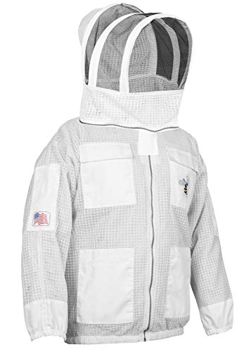 3 Layer Ultra Ventilated Mesh & Twill Cotton Bee Beekeeper Beekeeping Jacket Fencing Veil - size: Small