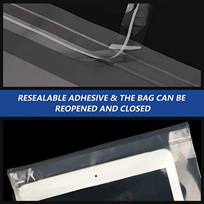 11" x 14" (100 Count) Self Seal Clear Poly Bags with Suffocation Warning for Packaging, Shipping, Clothing, Shirts & FBA - Resealable Adhesive - color: 100 Count