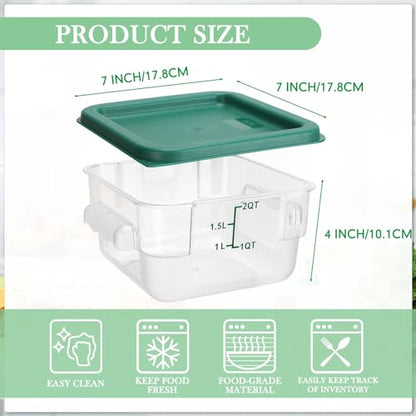 Lallisa 8 Pcs 2 Quart Food Storage Containers with Lids Clear Square Polycarbonate Marinating Container Dough Bucket with Lid(Green) - color: Green