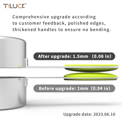 TILUCK Stainless Steel Measuring Cups and Spoons Set with Silicone Handle – Nesting Design for Space-Saving, Heavy Duty & Dishwasher Safe for Dry/Liquid Ingredients, Cooking & Baking (10)