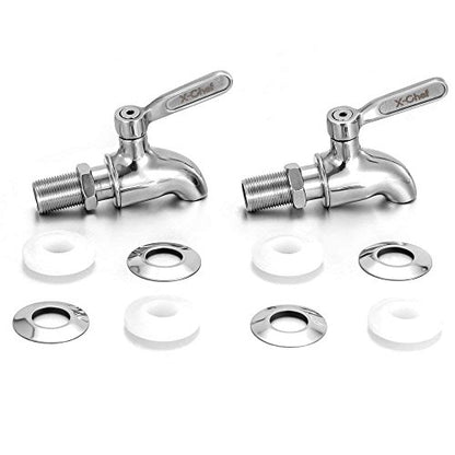 X-Chef 2 PCS Beverage Spigots Beverage Dispenser Spigot Replacement Stainless Steel Spigot for Glass Jar & Drink Dispenser - size: 2-Pack