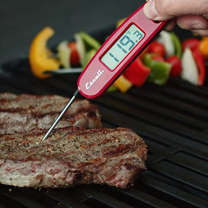 Escali Compact Portable Meat Candy Folding Digital Thermometer, Backlit Display Easy to Storage with Magnet, Red - color: Red
