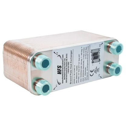 HFS(R) 40-Plate Stainless Steel 304 Homebrew Beer Wort Chiller Heat Exchanger, 7.5" x 2.9", 1/2" x 1/2" MALE NPT, Quick Beer Cooling System (7.5" 2.9"/40 plate, 1/2" x 1/2" NPT) - size: 7.5'' 2.9''/40 plate, 1/2" x 1/2" NPT