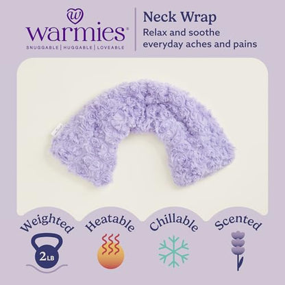 warmies Microwavable Neck & Shoulder Wrap - Heating & Cooling Plush Pad for Calming Relaxation - Weighted & Heated Neck Warmer with Scented Lavender - Microwave Heat Pad for Aches & Pain - Purple - color: Curly Purple