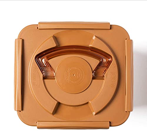 Crazy Korean Cooking Premium Kimchi, Sauerkraut Fermentation and Storage Container with Inner Vacuum Lid (1.6 Gal Sandy Brown (6.4L)) - size: 1.6 Gal (6.4l)