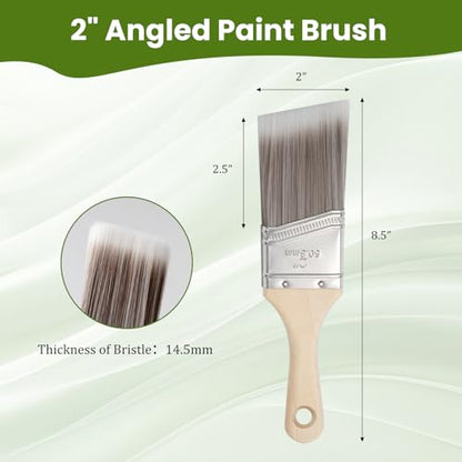 Paint Brushes, 2 Inch, Angled Brushes with Short Handle, 3 Pack, Shortcut Paintbrush for Paints and Stains, Small Paint Brushes for Walls, Furniture, Cabinets and Home Improvement - size: 2 Inch Angled, 3 Pack