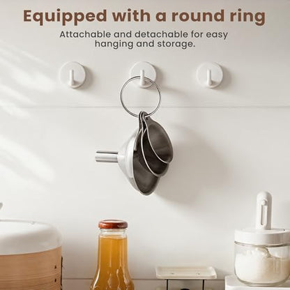 Supercenter Kitchen Funnel, Mini Funnel, Set of 3, Round Ring & Clean Brush | Stainless Steel,Perfect for Transferring Liquids, Oils, Powders, Spices