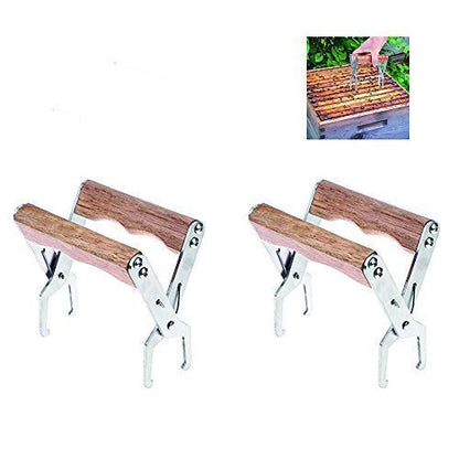 Frame Grip 2 Pcs Beekeeping Grip 5.1" X 5.1" Frame Lifter with Wooden Handle Beekeeping Equipment Bee Hive Frame Holder for for Beekeeper (Wooden Handle)