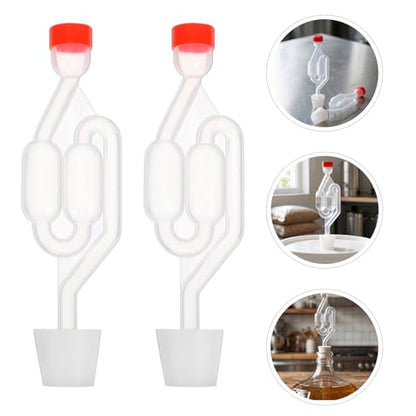 MAGICLULU 2 Sets S-shaped Airlocks with #6 Silicone Stoppers for Wine and Beer Making, Home Brewing Fermentation Equipment to Monitor Fermentation Process and Prevent Gas Backflow