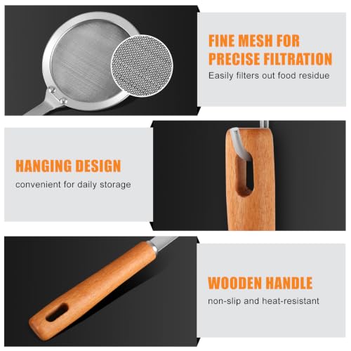Ninsula 2PCS Fine Mesh Stainless Steel Colander Spoon, Hot Pot Fat Skimmer Spoon, Multi-functional Fine Mesh Food Strainer for Skimming Grease and Foam
