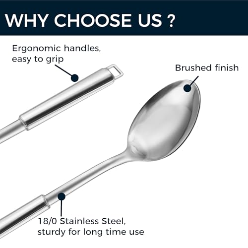18/0 Stainless Steel Cooking Spoons Set, Serving Spoon & Slotted Spoon, Kitchen Cooking Utensils Set, Housewarming Daily Use Commercial, Pack of 2 - size: Cooking Spoons - 2PCs