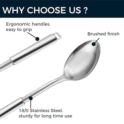 18/0 Stainless Steel Cooking Spoons Set, Serving Spoon & Slotted Spoon, Kitchen Cooking Utensils Set, Housewarming Daily Use Commercial, Pack of 2 - size: Cooking Spoons - 2PCs