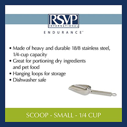 RSVP International Endurance Stainless Steel Measuring Scoop Collection, 0.25-Cup - size: Regular, 0.25-Cup
