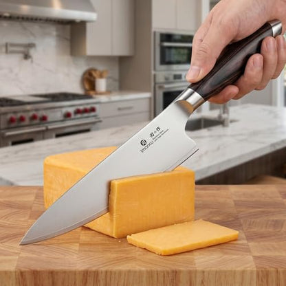 imarku Chef Knife, Japanese Kitchen Knife 8 Inch with High Carbon Stainless Steel, Ultra Sharp Edge Utility Knife, Ergonomic Pakkawood Handle Cooking Knives for Home Cooks and Chefs,Birthday Gift - color: Brown and Black