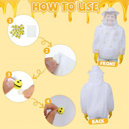139 PCS Beekeeper Set Including Bee Jacket, Small Bee, Beekeeping Gloves and Felt Bucket Beekeeping Halloween Costume