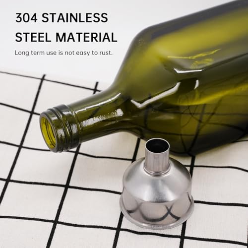 2Pcs Stainless Steel Small Funnel for Flask Small Funnels for Drinking Liquor Flask,Oil Bottle,Perfume Bottle,Amber Bottle, Spices Liquids Universal Mini Funnel Fit for 2/3" Spout (2)