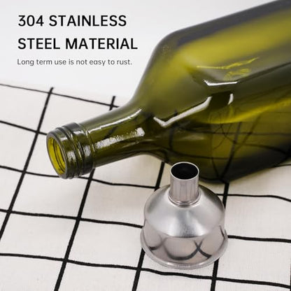 2Pcs Stainless Steel Small Funnel for Flask Small Funnels for Drinking Liquor Flask,Oil Bottle,Perfume Bottle,Amber Bottle, Spices Liquids Universal Mini Funnel Fit for 2/3" Spout (2)