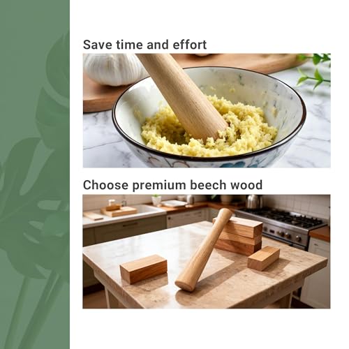 Sauerkraut Pounder for Mason Jars - Wooden Fermenting Supplies - Vegetable Fermentation Tamper for Sauerkraut Crocks with Scale Marks