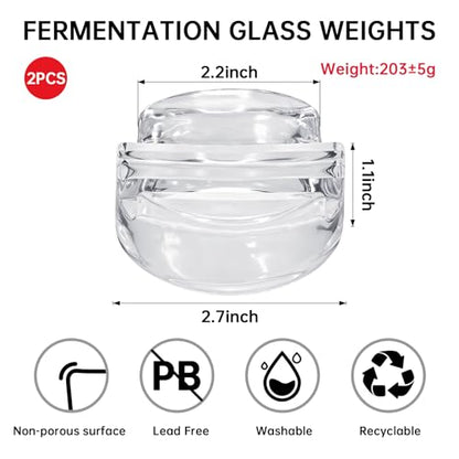 2Pcs Fermentation Glass Weights for Wide Mouth Jars - Pickle Bottles with Sealing Lids for Efficient Fermenting - Durable, Transparent Fermenting Lids and Weights for Sauerkraut (F Stripes) - size: F Stripes