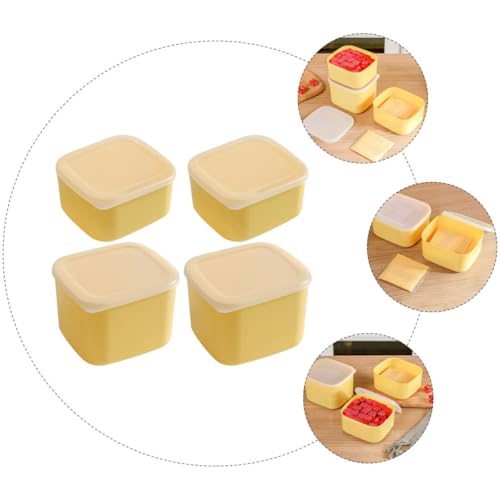Beaupretty Cheese Storage Boxes Set 4pcs (2 Large + 2 Small) Covered Cheese Keeper Containers for Refrigerator Kitchen Supplies Multi-function Garlic Ginger Storage