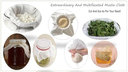 Muslin Cheesecloth, Reusable Cotton Fabric for Straining, Food Grade, White 100% Unbleached Muslin Cheesecloth – Cheese Making, Yogurt Cooking, Baking (White) (40X40, 5, PACK)