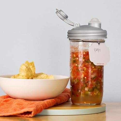 reCAP Mason Jar Fermentation Starter Kit, Wide Mouth, Silver, Made in the USA, BPA-Free