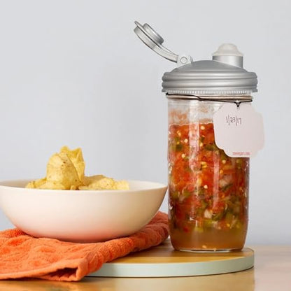 reCAP Mason Jar Fermentation Starter Kit, Wide Mouth, Silver, Made in the USA, BPA-Free