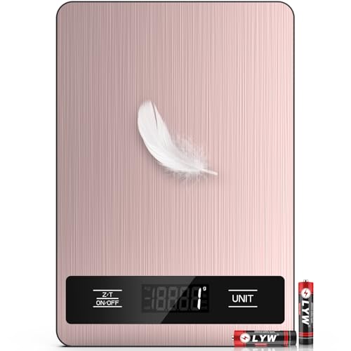 Food Scale, 11lb Digital Kitchen Scale Weight Grams and Ounces for Baking, Cooking and Meal Prep, 1g / 0.1oz Precise Graduation with 6 Units and Tare Function, LCD Display & Stainless Steel