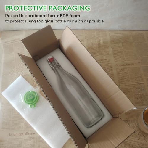 33.75 oz Swing Top Glass Bottle, Flip Top Glass Bottle with Airtight Lid for Fermentation, Kombucha, Vanilla Extract, Mead, Limoncello, Coquito, Vinegar, Mead, Beer, Kefir, Soda, Juice, Oil