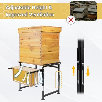 Upgrade Metal Hive Stand, Beehive Stand(Patent Pending) | Adjustable Height 15.5” - 21” & Width 15.5” - 25”, UV Resistant & Easy to Upgrade, Assemble Bee Stand for Beekeeping