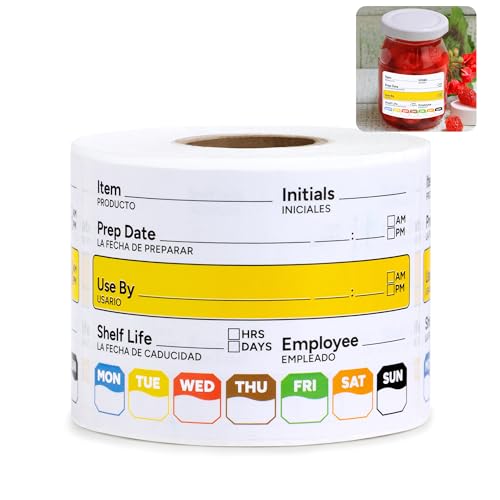 300 Pcs Restaurant Quality Shelf Life Food Rotation Labels Vinyl, 2” x 3” Self-Adhesive Removable Freezer Food Labels, Perfect for Reusable Containers, Easy to Remove, Food Safety Date Sticker - style: 1 Pc