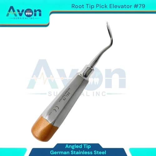 No. 79 & No. 80 Apical Root Tip Pick Elevator, Angled Tip, Hollow Gold Color Handle | Autoclave Safe German Stainless Steel Instruments (Set of 2)