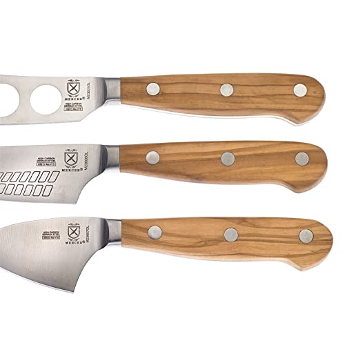 Mercer Culinary Renaissance Olive Wood Cheese Knife Set - color: Olive Wood Handle, size: 3-Piece Cheese Knife Set