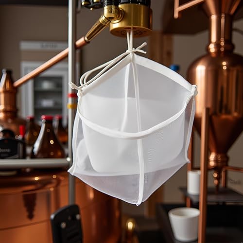 5 Pcs White Nylon Straining Bag - Fine Mesh - Homebrew Beer Wine Cider Dry Hop Beer Brewing Filters and Straining Home Brewing and Wine Making(6 x 7.8 inch(Width x Height)）