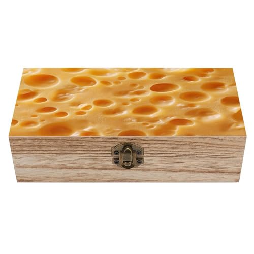 Cheese Texture Wooden Storage Box with Hinged Lid And Front Clasp Large Keepsake Box