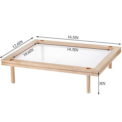Cedilis Set of 2 Stackable Wood Pasta Herb Drying Rack, Food Dryer Stand with Net for Drying Seeds, Herb, Bud