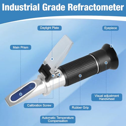 GYE Brix Refractometer with ATC, Dual Scale - Specific Gravity & Brix, Hydrometer in Wine Making and Beer Brewing, Homebrew Kit