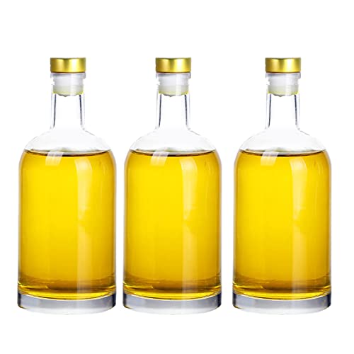 Clear Glass Bottles 33 oz (1000 ml) 3 - Pack for Wine Beverages Drinks Oil Vinegar Kombucha Beer Water Soda with Cork Stopper Airtight Lid - color: Clear-Short-33oz-3pack