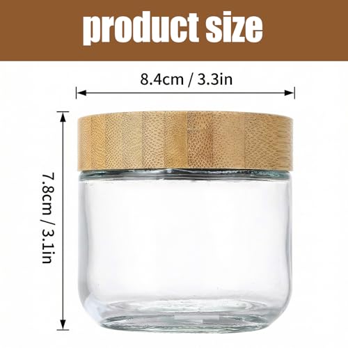 4 Pack 10oz Glass Jars with Bamboo Airtight Lids - Wide Mouth Food Storage Containers for Yogurt Chia Pudding Salad Spice Sugar