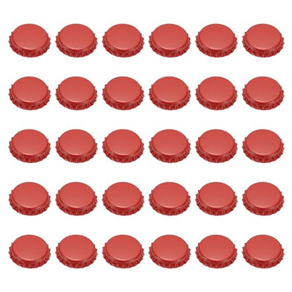 uxcell 60 Pcs Oxygen Absorbing Beer Bottle Caps, 32mm Pry Off Bulk Crown Caps Bottle Toppers for Soda Beer Wine Glass Bottles Home Brewing DIY Pendants or Craft Scrapbooks, Red - color: Red