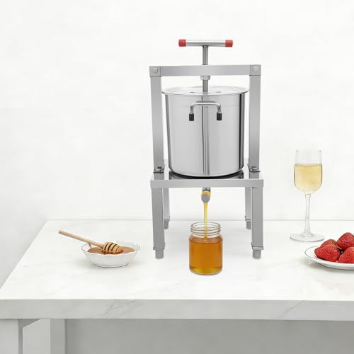 Fruit Wine Press, 13.25L/448 Oz Fruit Honey Presser Beeswax Extractor, Manual Juice Maker, Wine Making Equipment Manual Press Machine for Wine and Juice Making with Keg and Stainless Steel Strainer - size: 13.25L/448 Oz