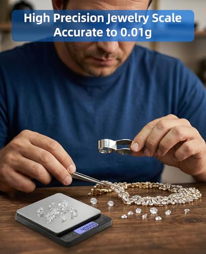 500g/0.01g Digital Gram Scale, High Precision Mini Pocket Scale with Protective Cover, Portable Electronic Kitchen Food Scale, 6 Units & Tare Function for Gemstones, Herbs, Coins, Silver