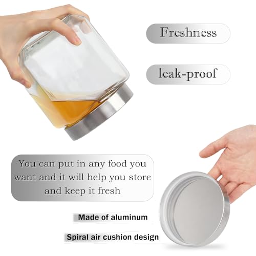 Nsmykhg 37 oz Square Glass Jars with Lids, 4 Pack Glass Canisters with Metal Lids, Clear Wide Mouth Mason Jar Food Storage Jar for Overnight Oats, Coffee, Candy, Kitchen & Bathroom Storage Containers