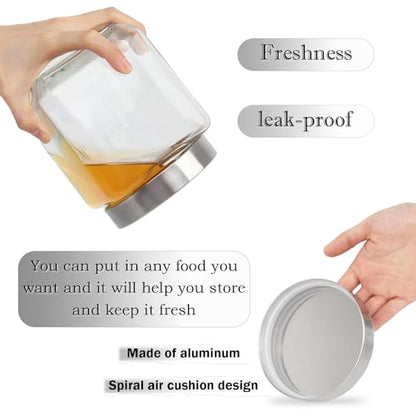 Nsmykhg 37 oz Square Glass Jars with Lids, 4 Pack Glass Canisters with Metal Lids, Clear Wide Mouth Mason Jar Food Storage Jar for Overnight Oats, Coffee, Candy, Kitchen & Bathroom Storage Containers